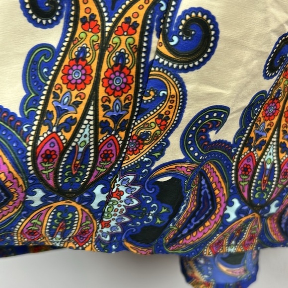 Mango Bohemian Paisley Floral Tie Waist A Line Pockets Maxi Skirt Small Blue - Picture 7 of 12